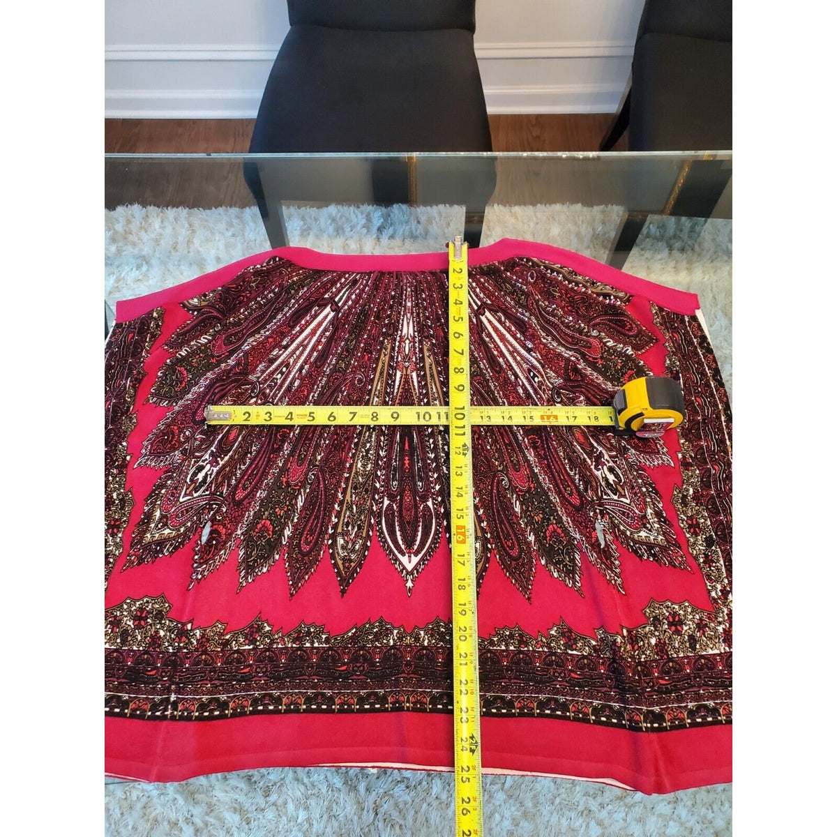Cache Top Poncho Blouse Pink Paisley Knit Kimono Batwing Sleeves No Belt Size M