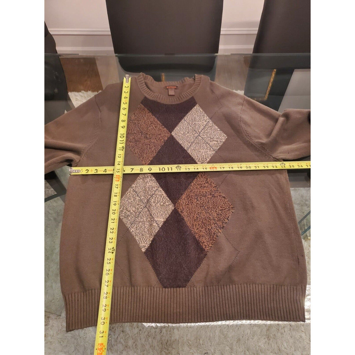 Dockers Men's Brown Cotton Long Sleeve Crew Neck Pullover Knit Sweater Size 2XL