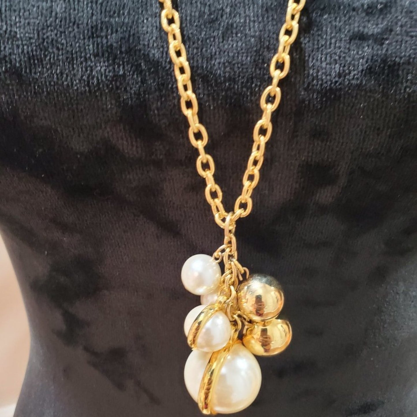 Women's Gold Tone Multi Pearl Beads Link Chain Fashion Jewelry Necklace