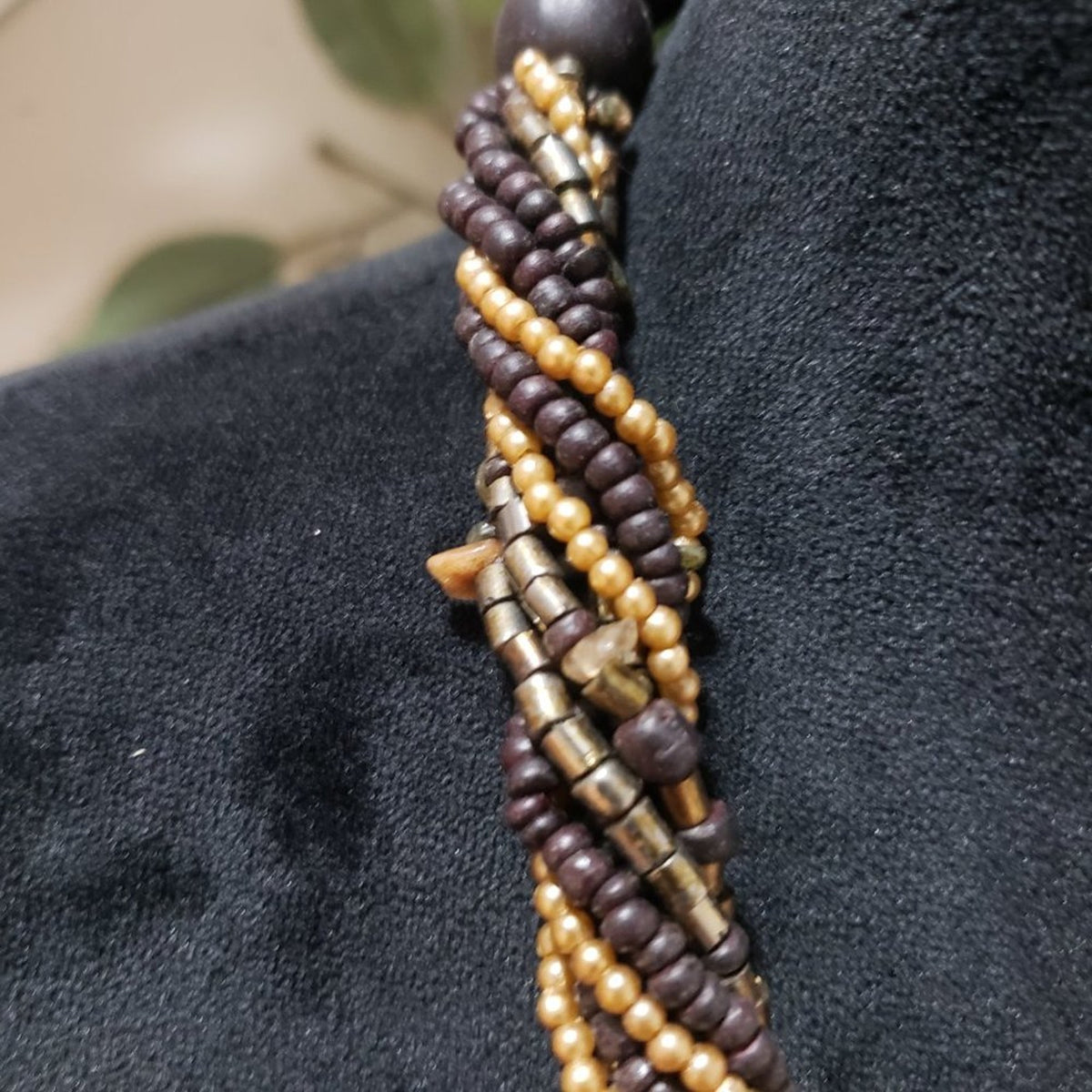 Coldwater Creek Women's Gold & Brown Multilayer Round Twisted Beaded Necklace