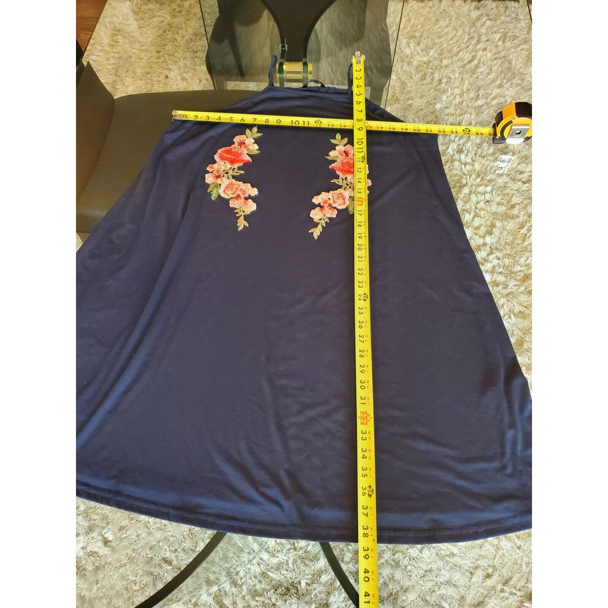 Shein Curve Women Blue Floral Square Neck Sleeveless Knee Length Dress Size 2XL