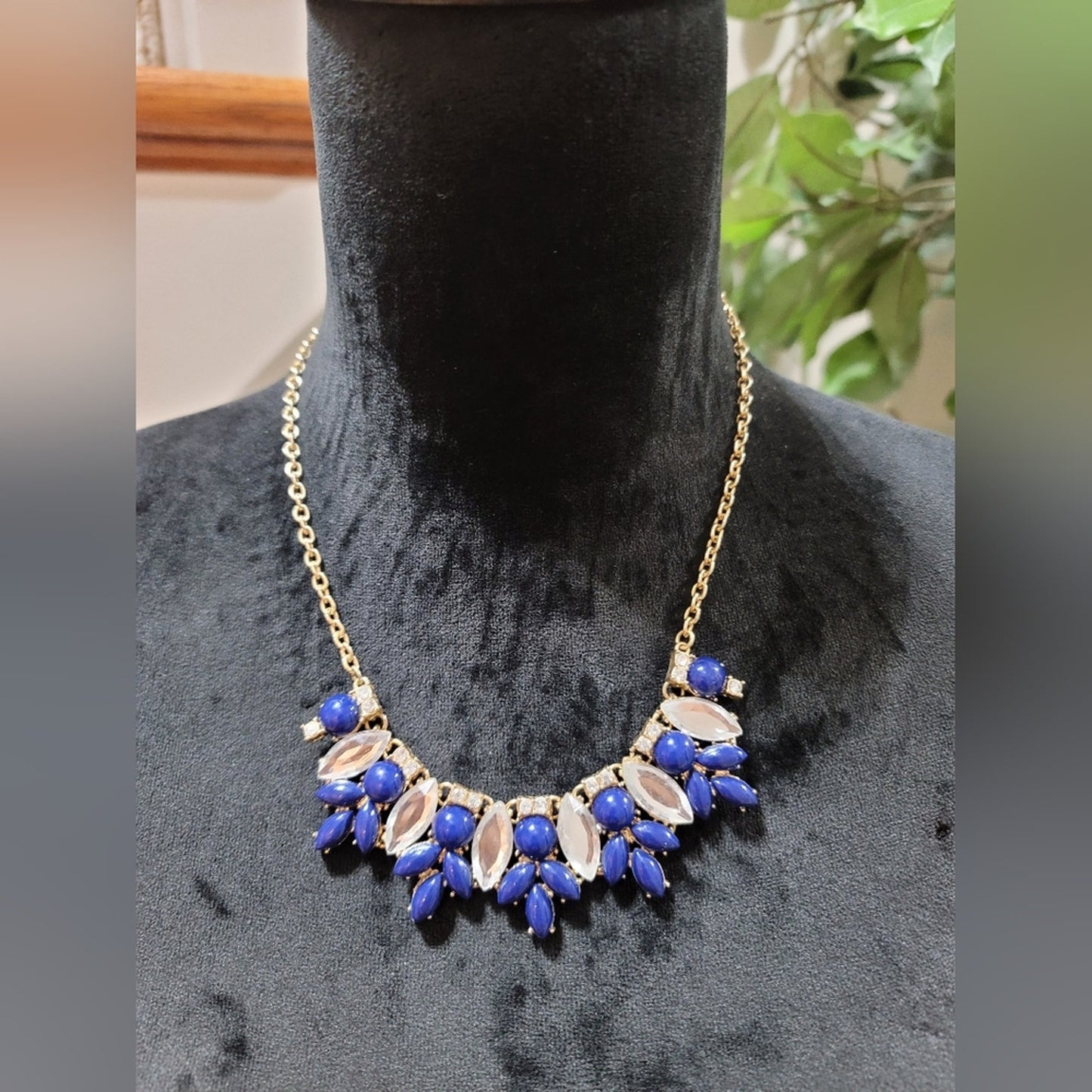 Blue and Crystal Goldtone Necklace