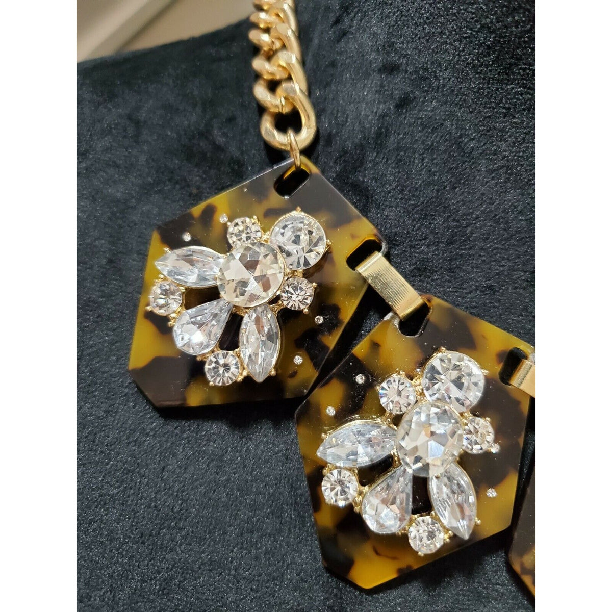 Traci Lynn Statement Tortoiseshell CZ Gold Tone Up To 20” Necklace