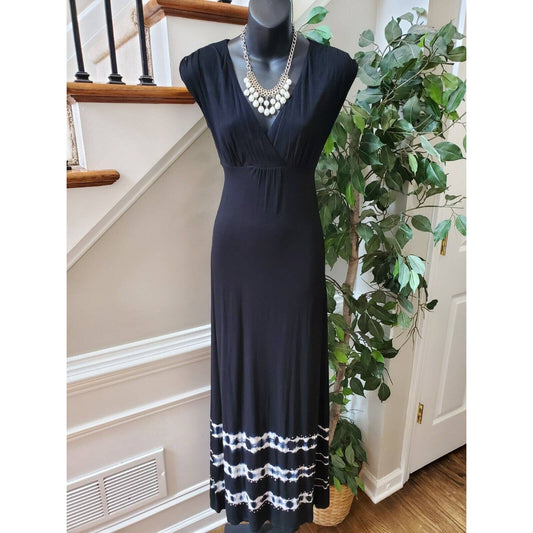 International Concepts Women's Black Rayon V-Neck Sleeveless Long Maxi Dress S