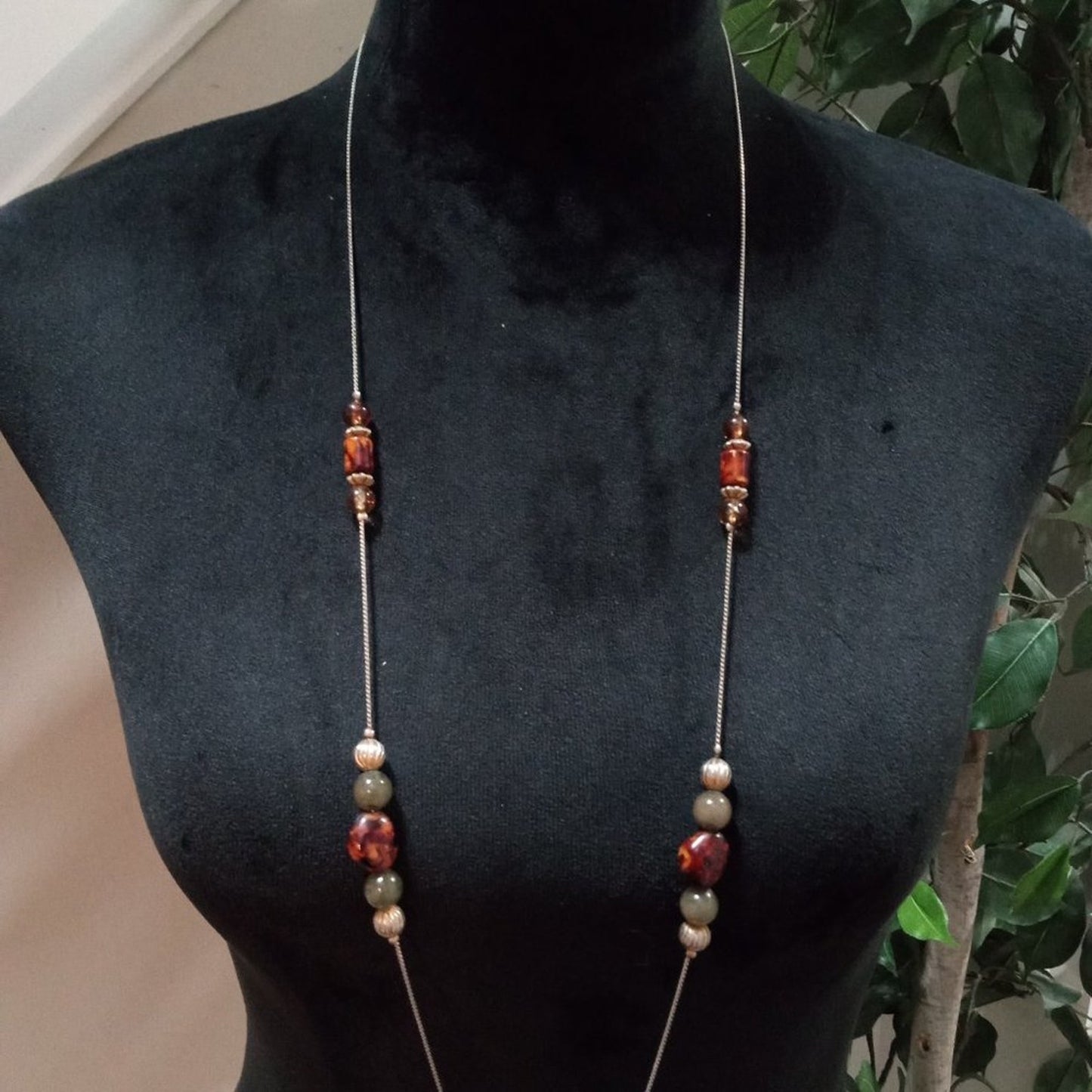 Womens Modern Fashion Multicolor Charm Beaded Long Necklace with Round Clasp