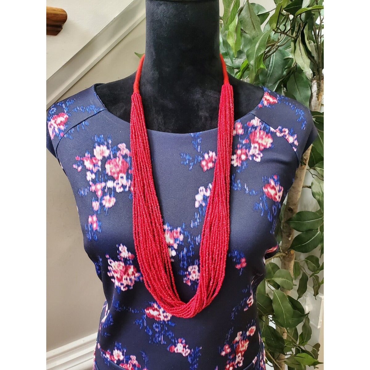 Roz & Ali Women Blue Floral Polyester Round Neck Sleeveless Knee Length Dress 22