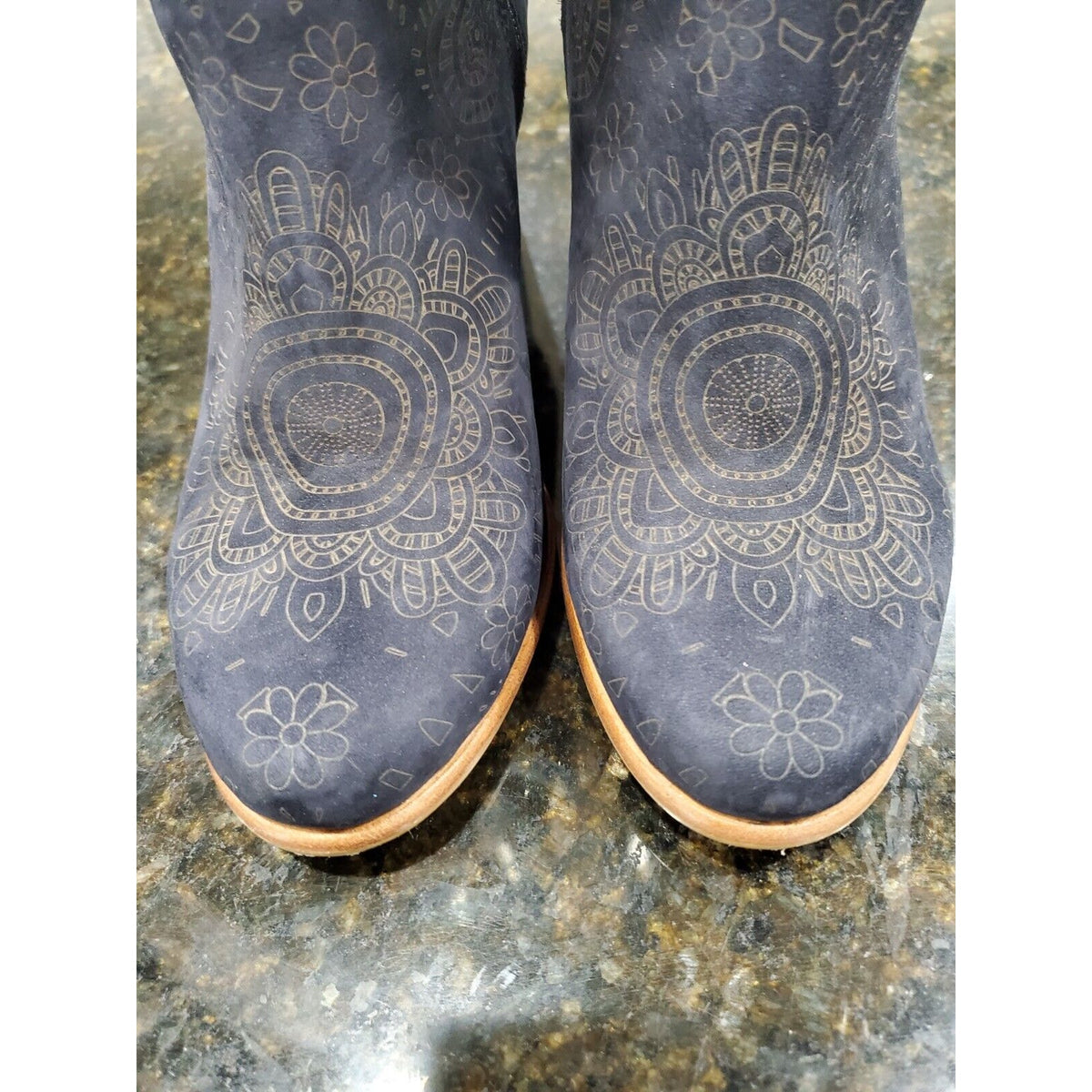 BATE Women's Blue Mid-Calf Modern Western Cowboy Chunky Heel Boot Size 37