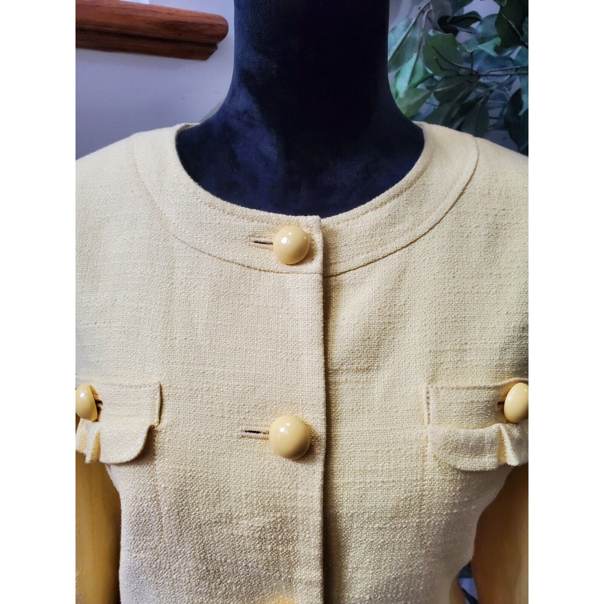 Talbots Women's Yellow Cotton Long Sleeve Casual Button Front Jacket Blazer 14P
