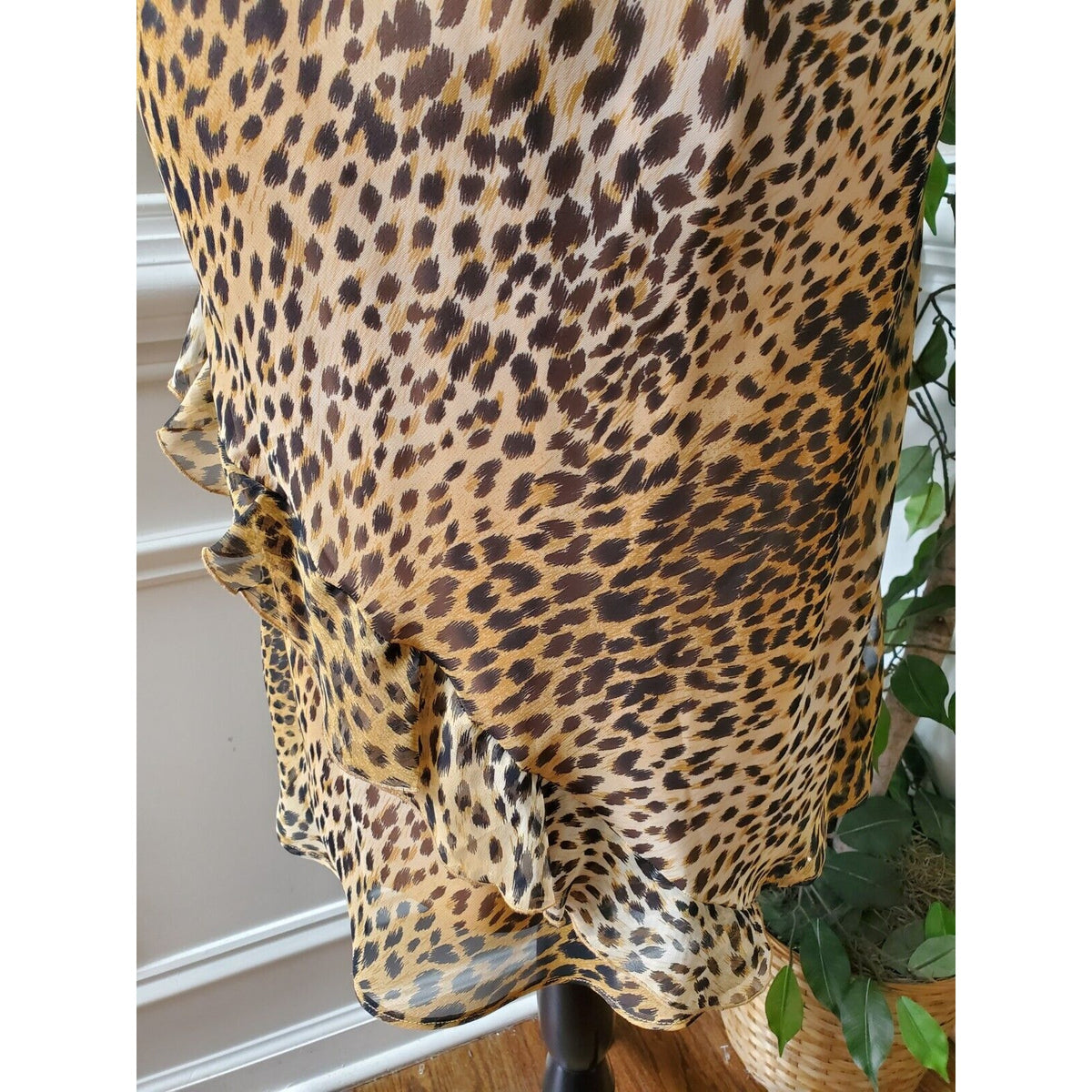 Scarlett Beige & Brown Leopard Polyester V-Neck Sleeveless Knee Length Dress 12