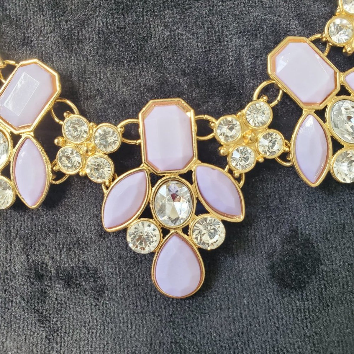 Women's Purple & Clear Gemstones Floral Charm Pendant Necklace