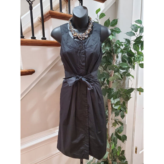 Lucy & Laurel Womens Black Round Neck Tie Waist Sleeveless Knee Length Dress 4