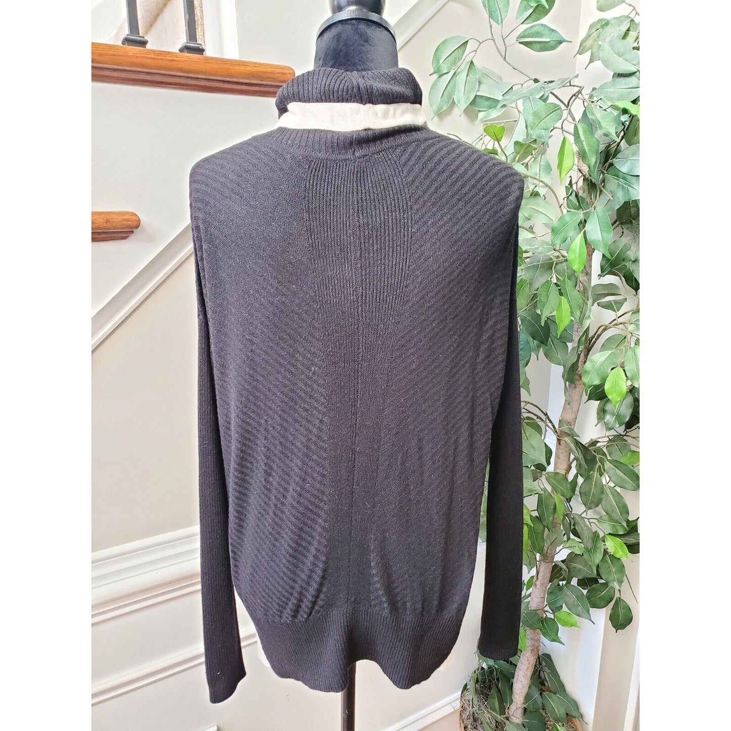 Zuda Women Black Viscose Turtle Neck Long Sleeve Pullover Knit Sweater Size 2XS