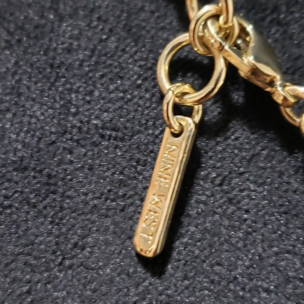 Nine West Women's Vintage Gold and Pink  Necklace with Rectangular Stones