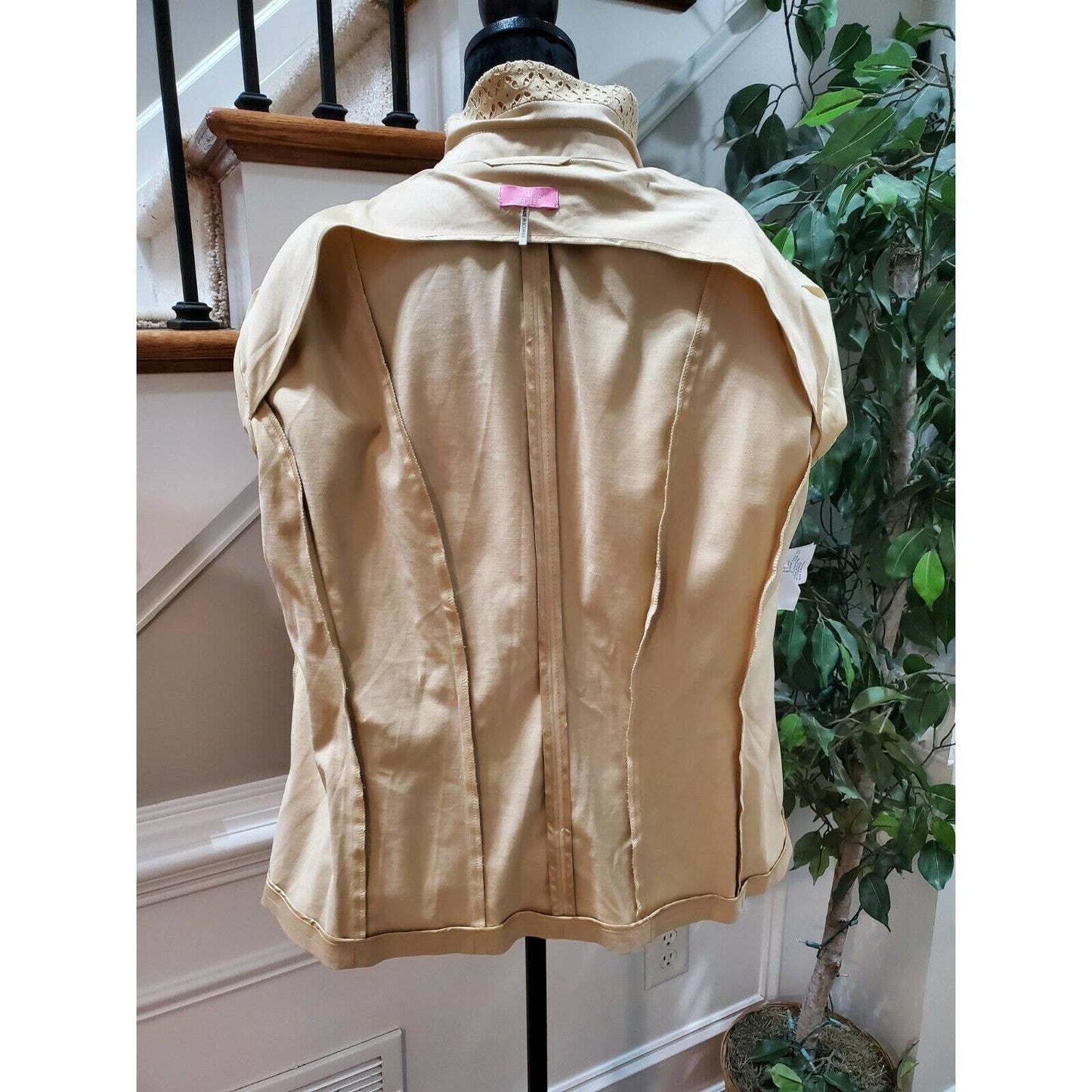 Bloomingdale's Basler Womens Tan Polyester Long Sleeve Single Breasted Blazer 50