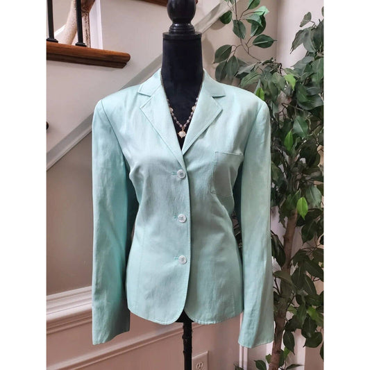 Worthington Women's Blue Silk Single Breasted Long Sleeve Jacket Blazer Size 12
