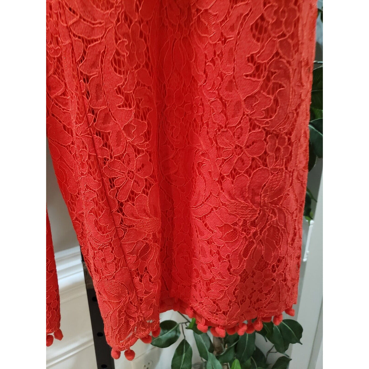 Isla Maude Womens Red Lace Floral Cotton Elastic Waist Casual Capri Pants Small
