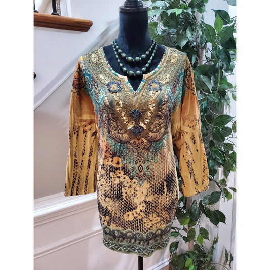 Liz & Me For Catherines Women's Multicolor Polyester Long Sleeve Top Blouse 3XWP