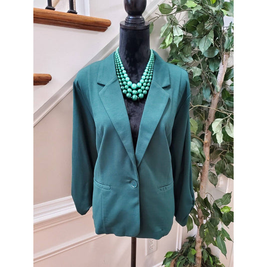 Est.1946 Women's Green Rayon Long Sleeve Single Button Jacket Blazer Size 20W