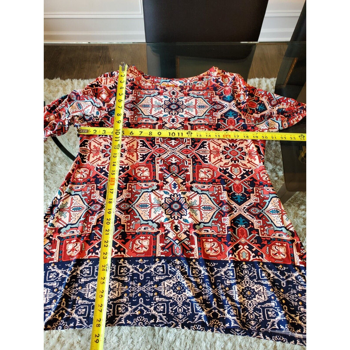 Ruby Rd. Women Multicolor Polyester Round Neck Long Sleeve Top Blouse Size Large