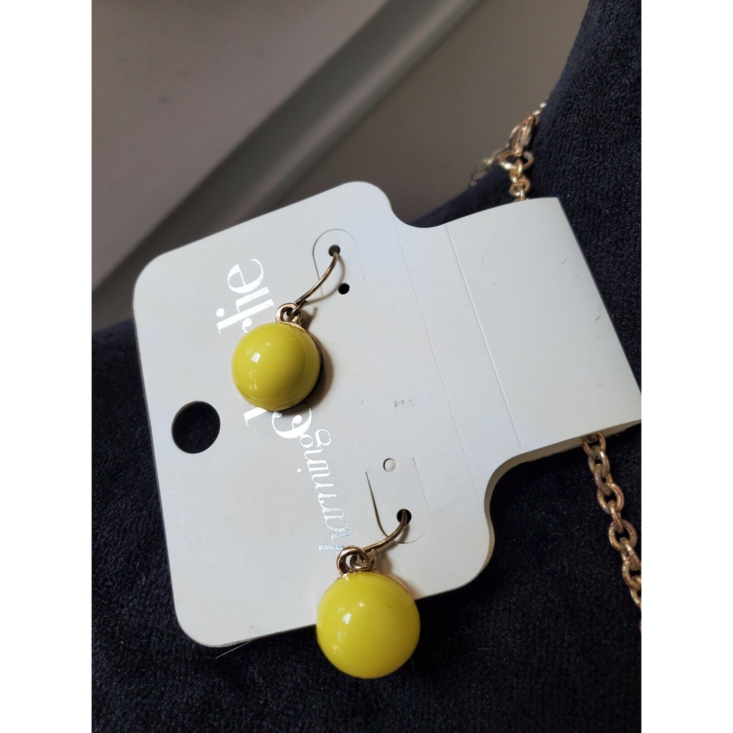 Charming Charlie Women's Yellow Ball Beaded Statement Necklace Bib Necklace Set