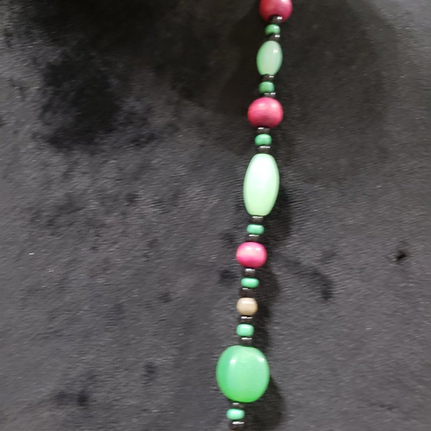 Womens Green Acrylic Stone, Garnet Triangle Colourful Beads Teardrop Necklace