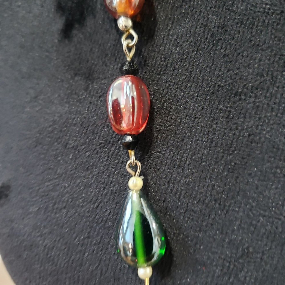 Women's Fashion Multicolor Beaded Long Necklace with Lobster Clasp
