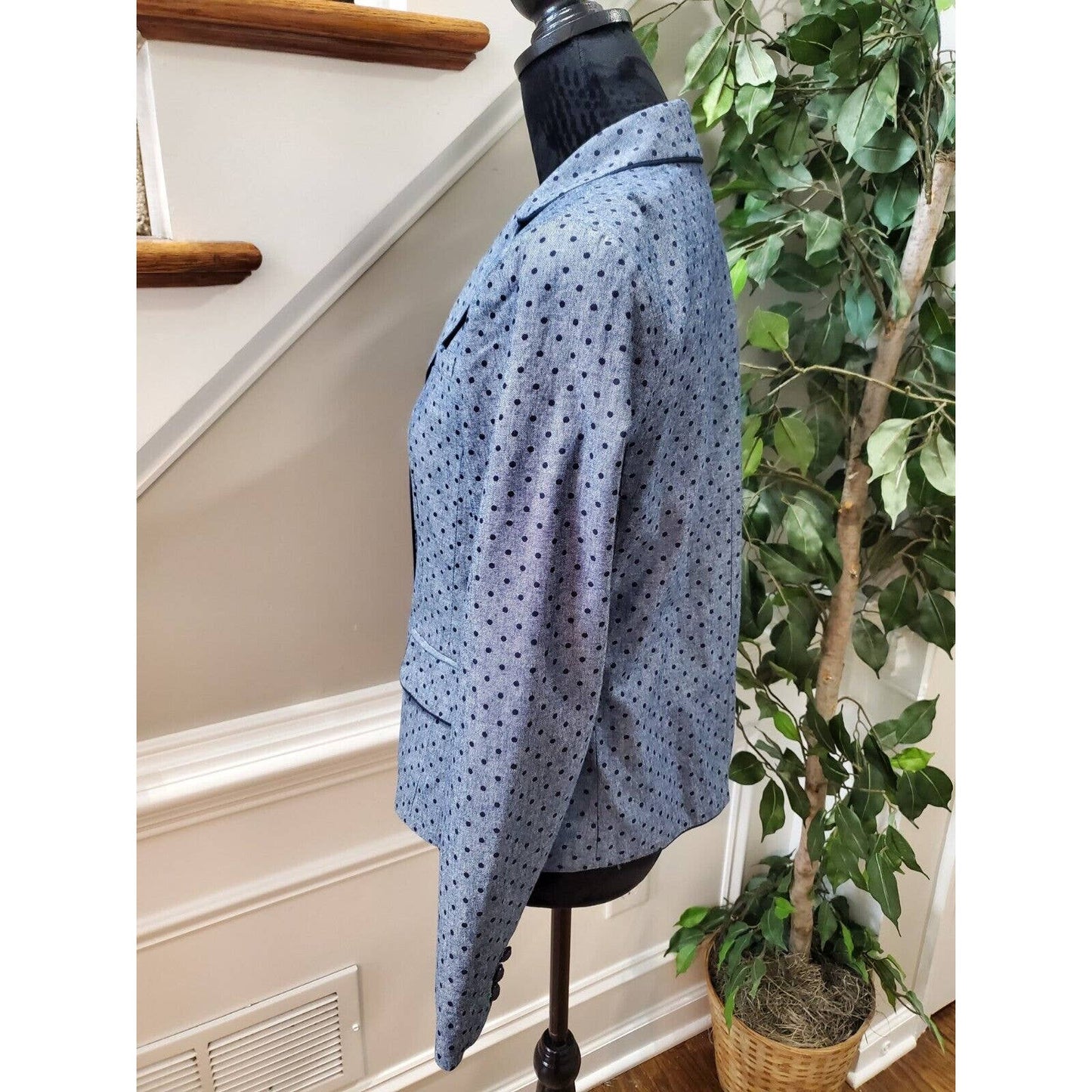 Gap Women's Gray 100% Cotton Long Sleeve Single Breasted Blazer Fitted Size 4