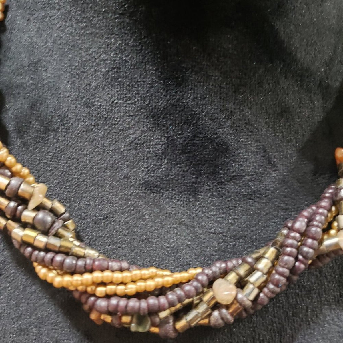 Coldwater Creek Women's Gold & Brown Multilayer Round Twisted Beaded Necklace