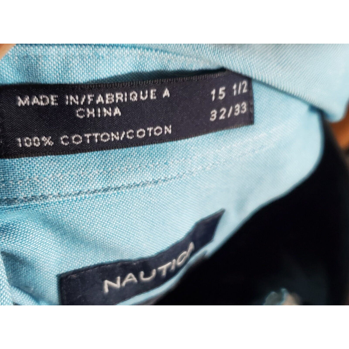 Nautica Men's Blue Cotton Long Sleeve Collared Buttons Down Casual Shirt 15.5