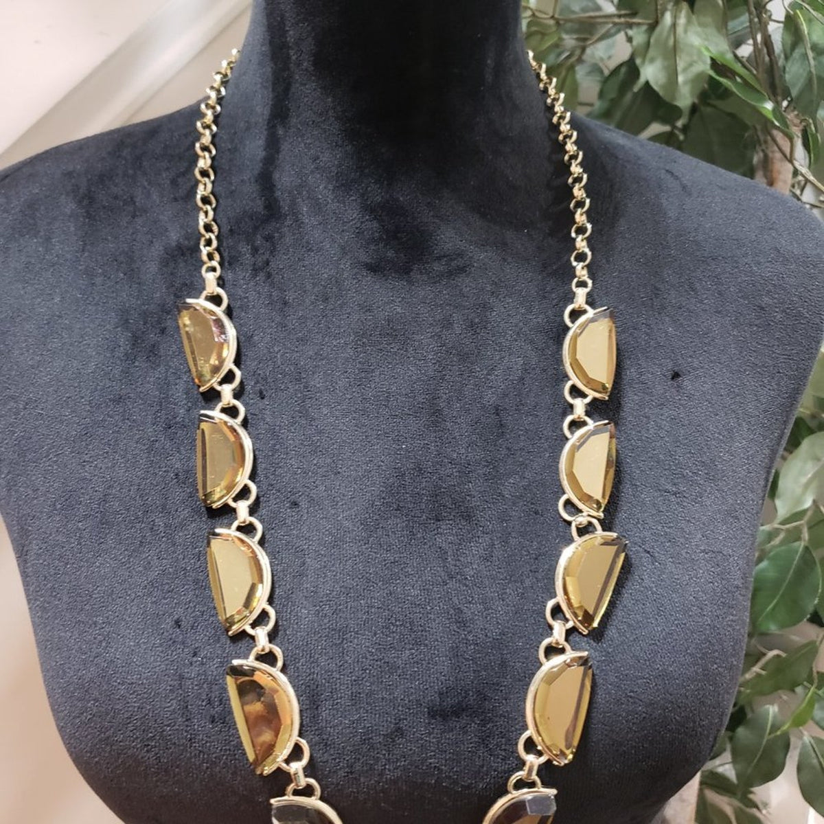 Coldwater Creek Womens Gold Tone Crescent Gemstone Fashion Necklace