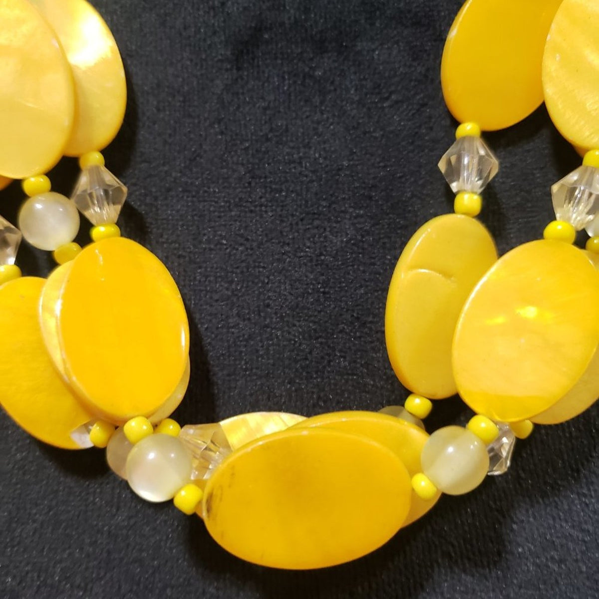 Womens Fashion Yellow Color Rhinestone Beaded Collar Necklace with Lobster Clasp
