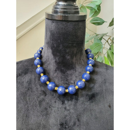 Women's Blue Pearls With Gold Accents Fashion Jewelry Necklace
