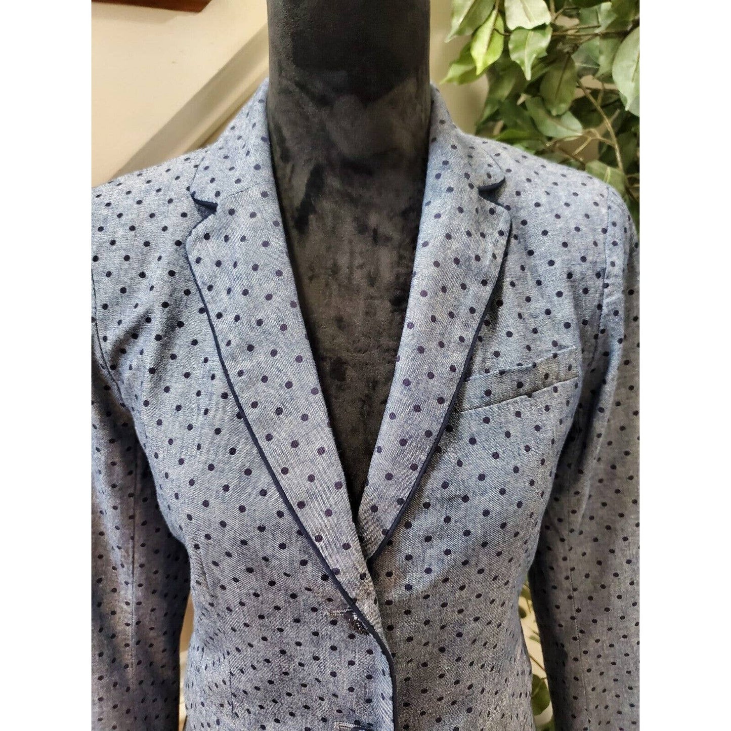 Gap Women's Gray 100% Cotton Long Sleeve Single Breasted Blazer Fitted Size 4