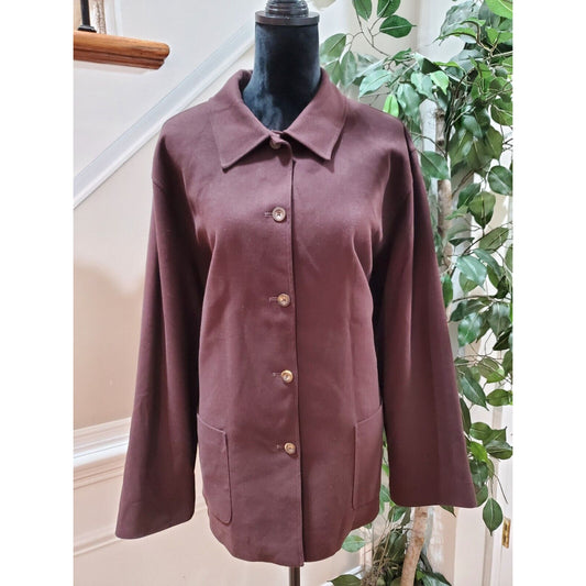 Nordstrom Women's Brown Viscose Single Breasted Long Sleeve Blazer Coat Size XL