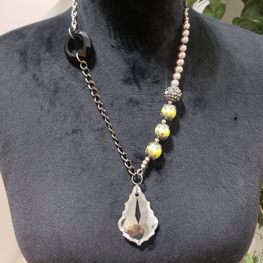 Womens Antique Beaded Lobster Clasp Crystal Drop Pendant Chokers Necklace
