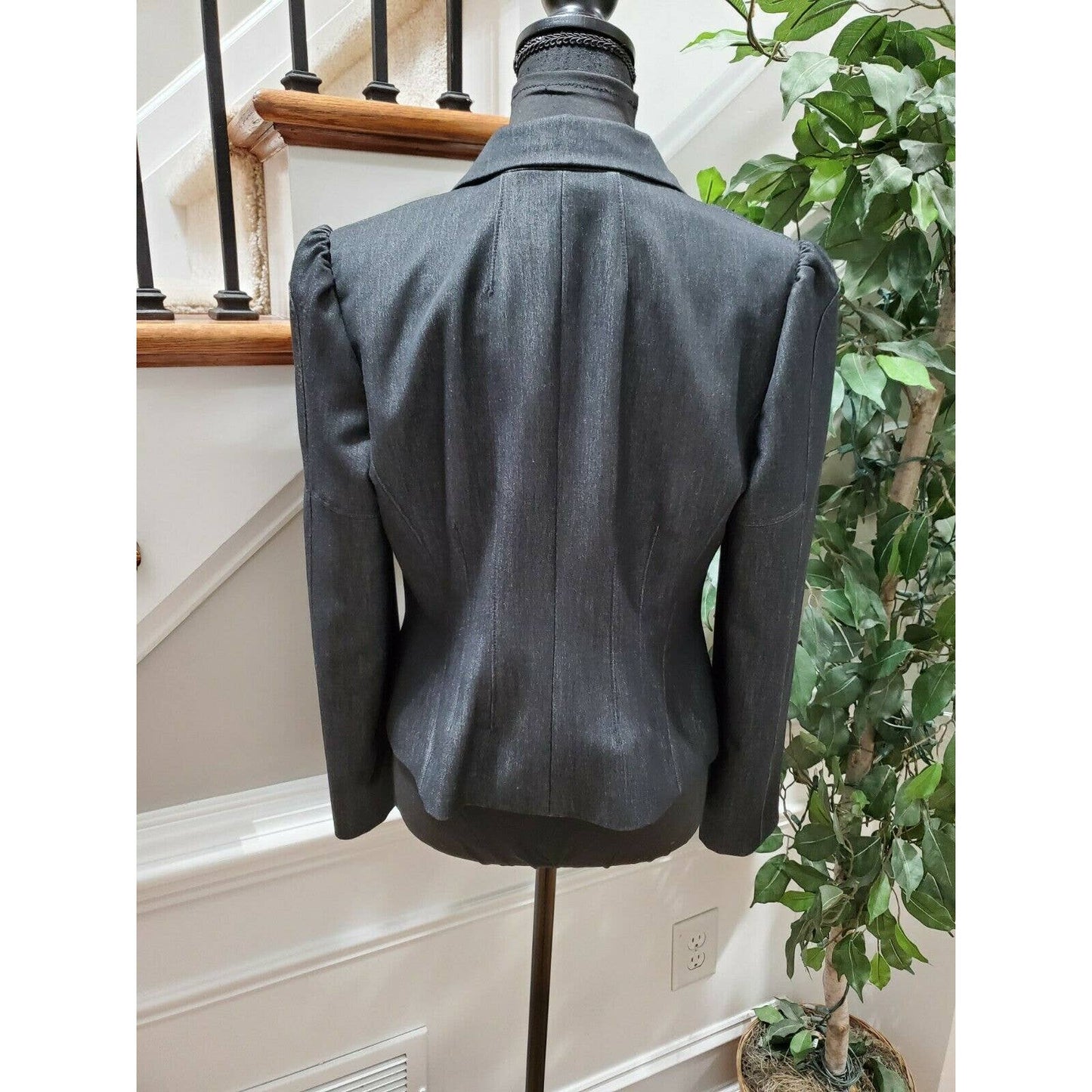 Nine West Women's Gray Polyester & Rayon Long Sleeve Formal Slim Fit Blazer 8P