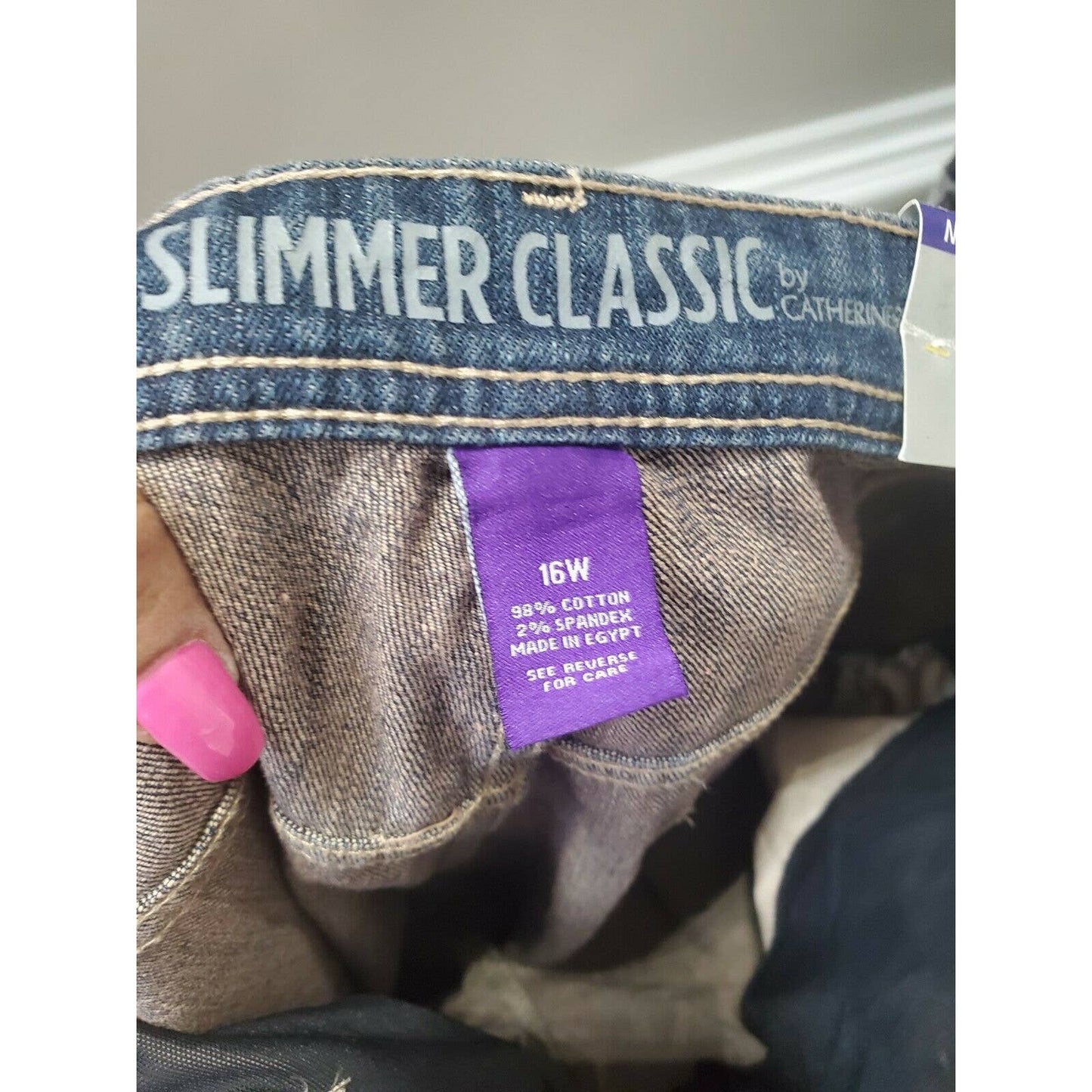 Slimmer Classic Women's Denim Blue Cotton Mid Rise Straight Leg Jeans Pants 16W