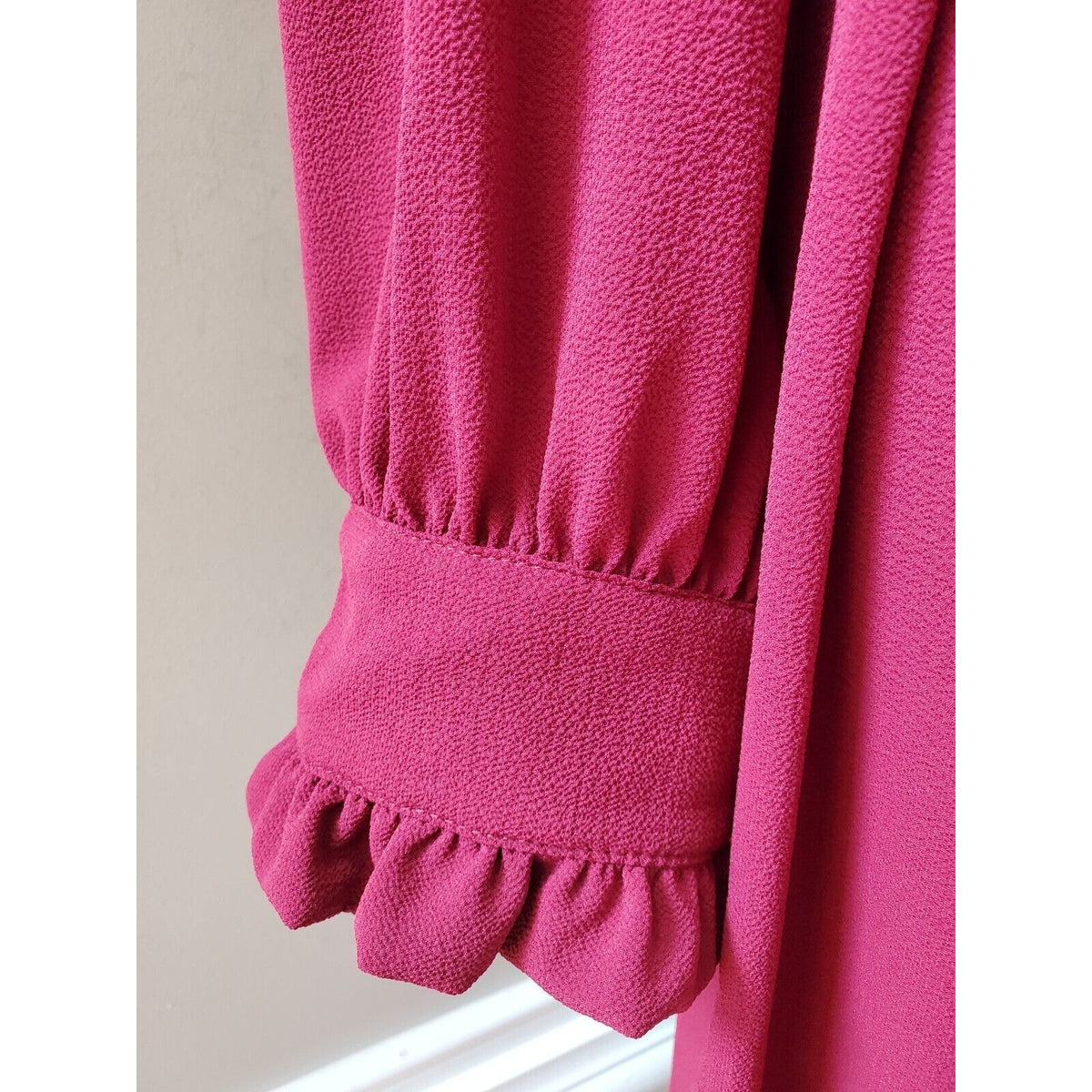 SHELN Curve Women's Red Elastane Round Neck Long Sleeve Long Maxi Dress Size L