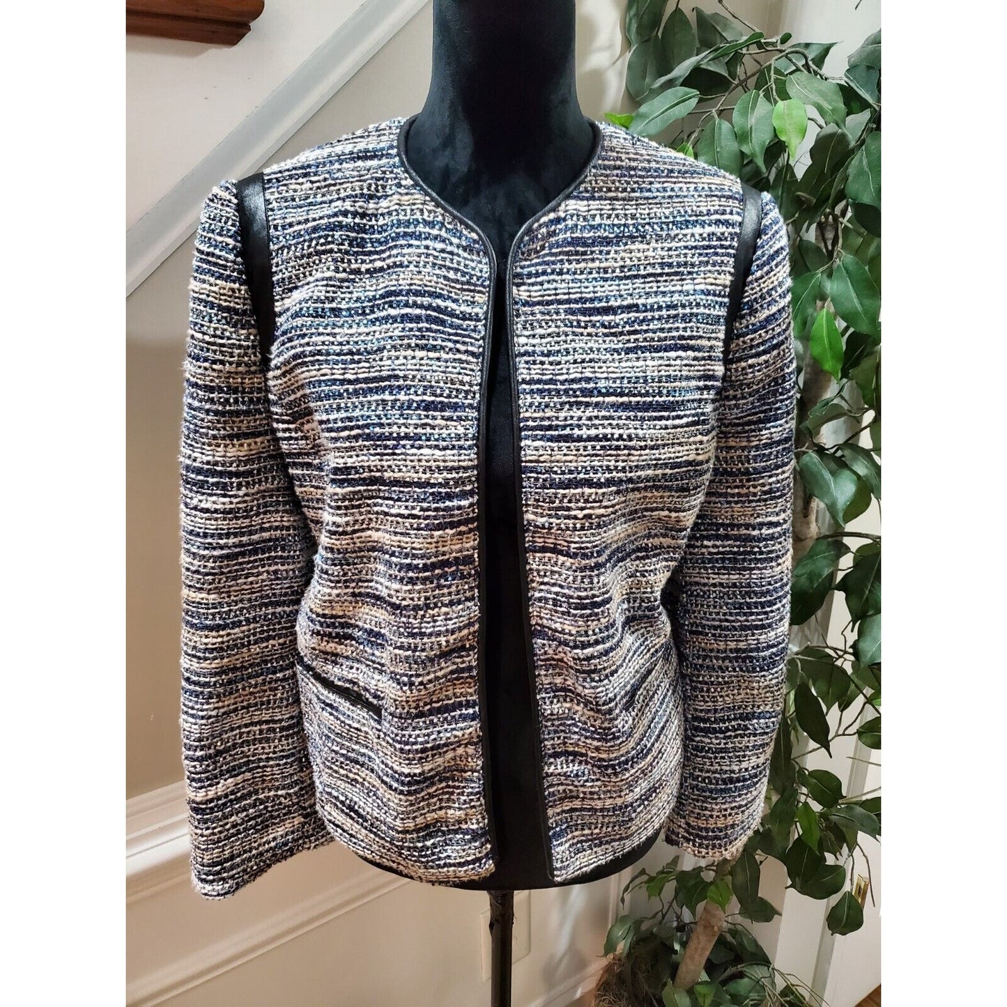 Alfred Dunner Women Multicolor Polyester Long Sleeve Open Front Jacket Size 14P