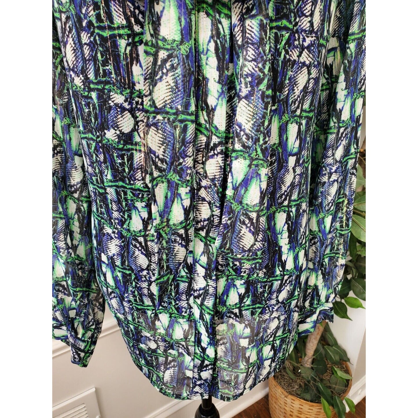 Liz Claiborne Women's Multicolor Rayon V-Neck Long Sleeve Casual Top Blouse 2X