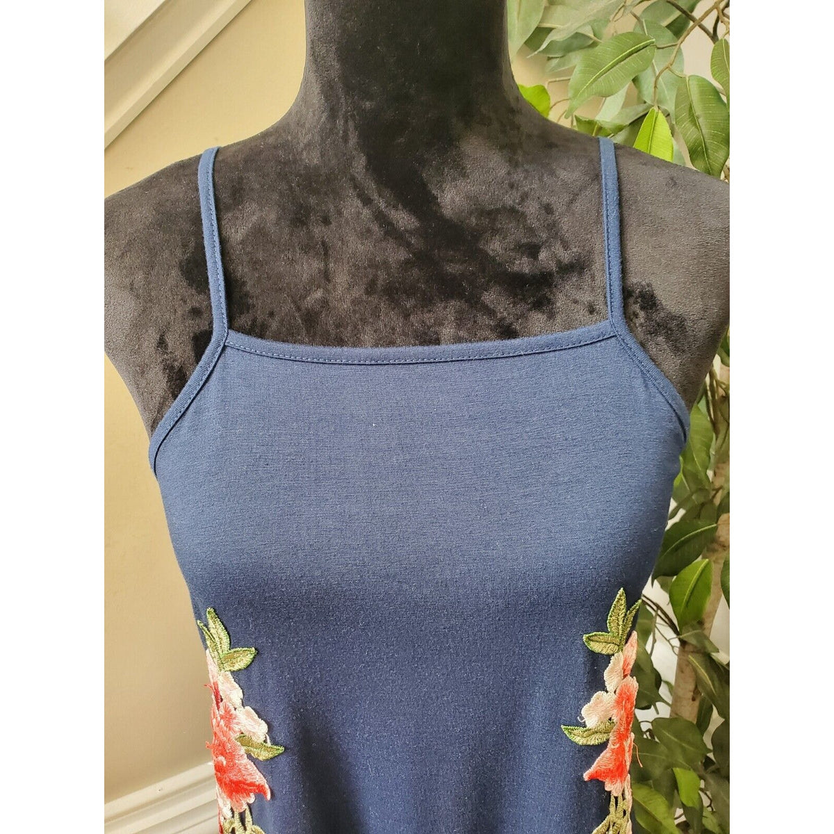 Shein Curve Women Blue Floral Square Neck Sleeveless Knee Length Dress Size 2XL
