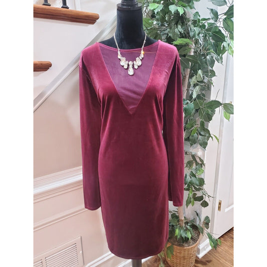 FOREVER 21 Womens Red Polyester Round Neck Long Sleeve Knee Length Dress Size 3X