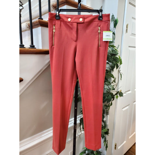 Anne Klein Women's Cinnamon Polyester Slim Leg Pocket Zip Stretch Pants Size 4