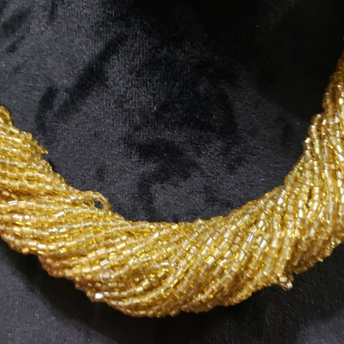 Beaded Statement Necklace with Accents Gold Tone Glass Seed Braided