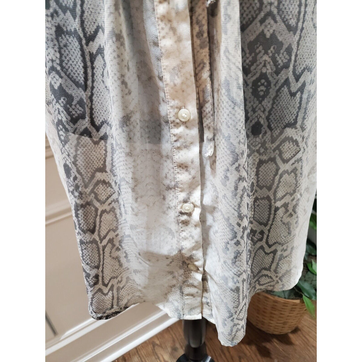 Old Navy Women's Snake Skin Print Button Front Drawstring Waist Shirt Dress XS