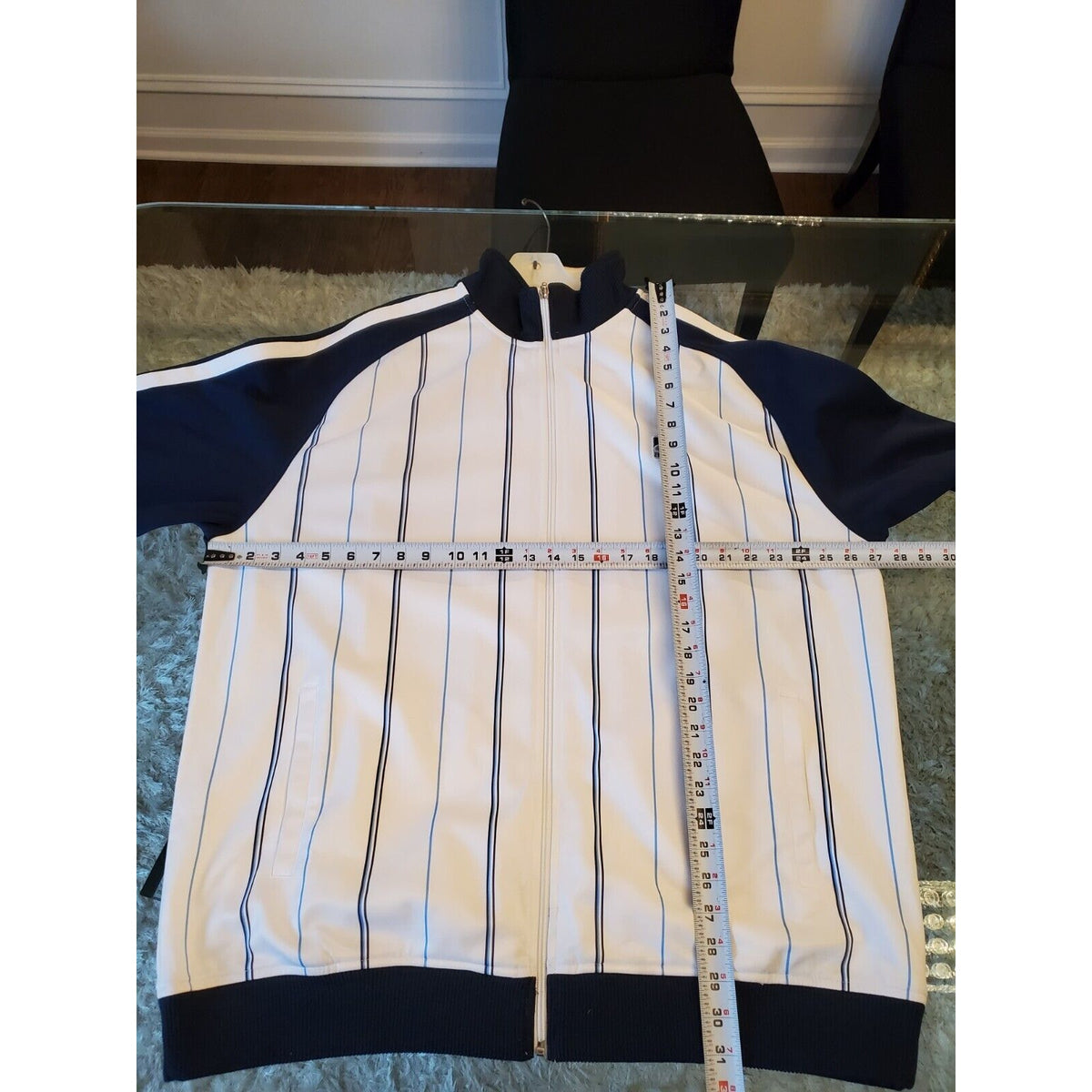 enyce Mens White Striped Polyester Long Sleeve Full Zipper Track Jacket Size 3XL