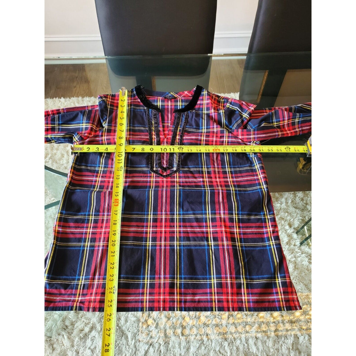 Talbots Petite Women's Blue Cotton Check Long Sleeve Casual Top Blouse Size LP