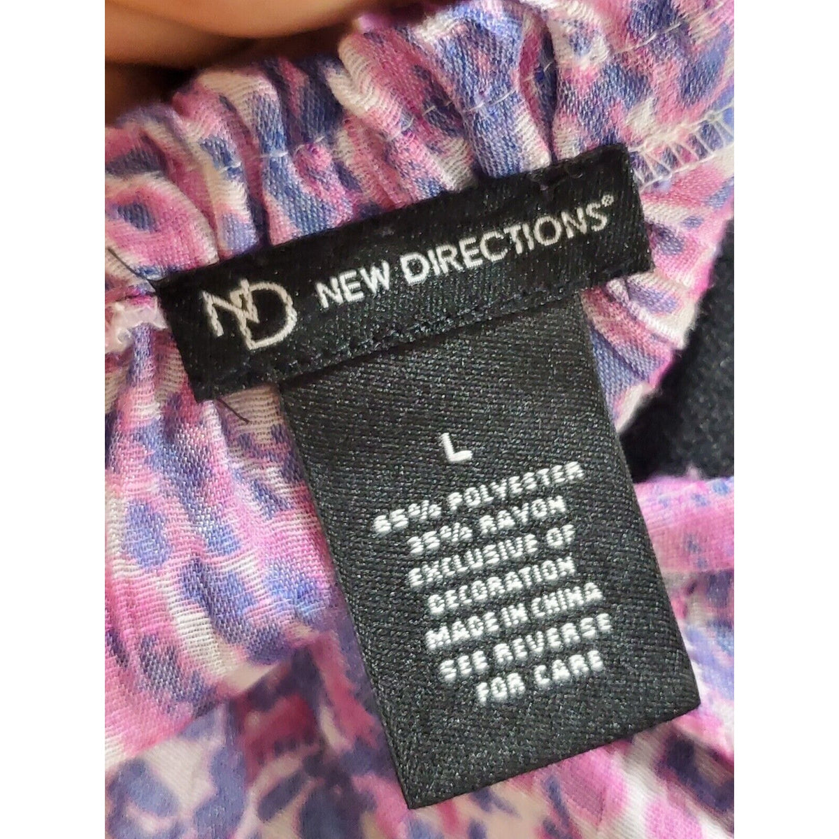 New Directions Women Purple Polyester V-Neck Long Sleeve Casual Top Blouse Large