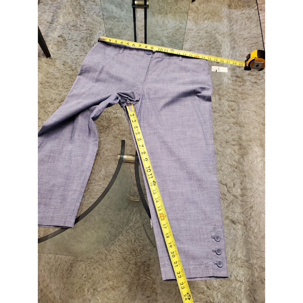 Talbots Womens Blue 100% Cotton Pockets Flat Front Straight Leg Pants Size 12P