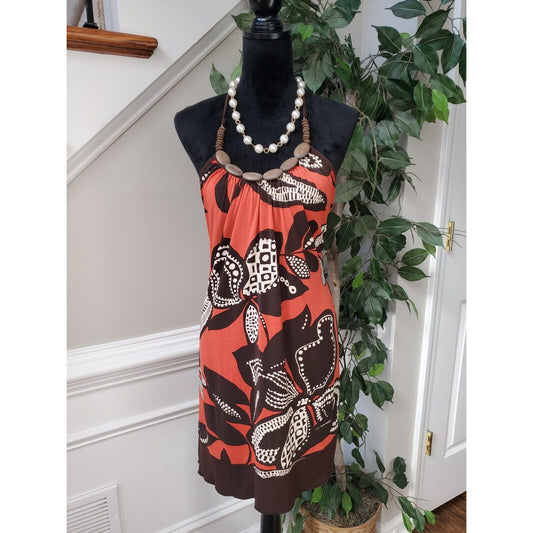 I.N. San Francisco Womens Red & Black Halter Neck Sleeveless Knee Length Dress M